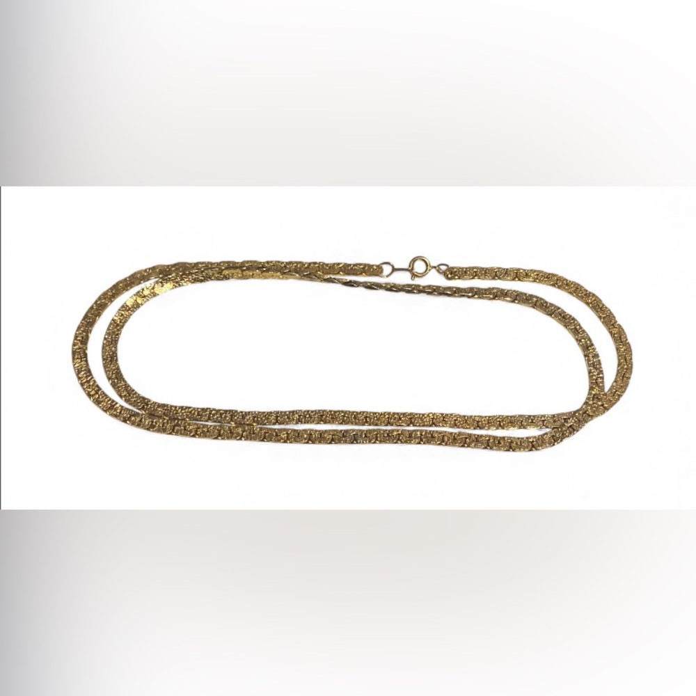 Vintage Brutalist Gold Tone Chain Necklace #7683